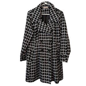 Anthology Womens Black & White Grid Pattern Double-Breasted Trench Coat 12